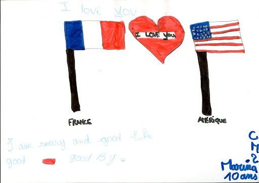 Marina, a ten-year old child in France, shares her love with the United States.