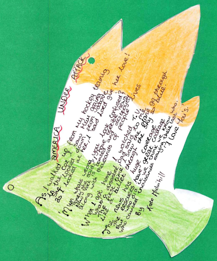 Selections from a book of poems written on dove-shaped pages created by a secondary school class in Ireland.