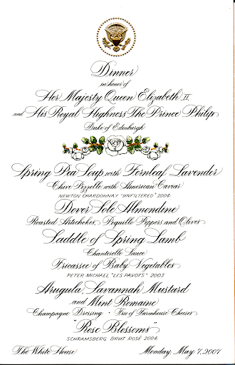 Dinner for Queen Elizabeth II and Prince Philip, May 7, 2007.