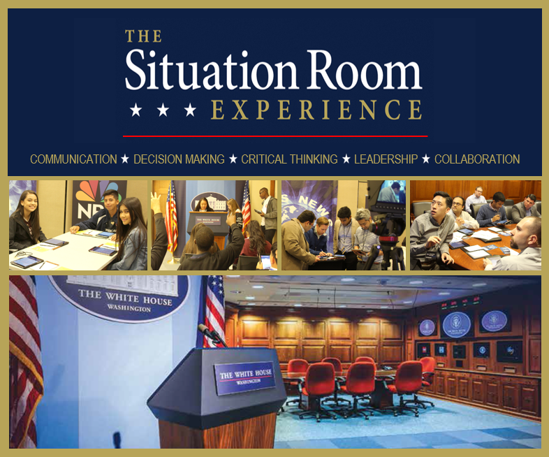 Collage of photographs of the Situation Room Simulations