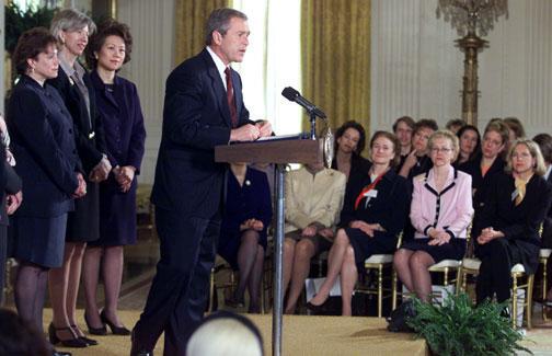 President Bush addresses women business leaders in 2001