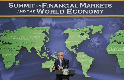 President George W. Bush attending the Summit on Financial Markets and the World Economy.