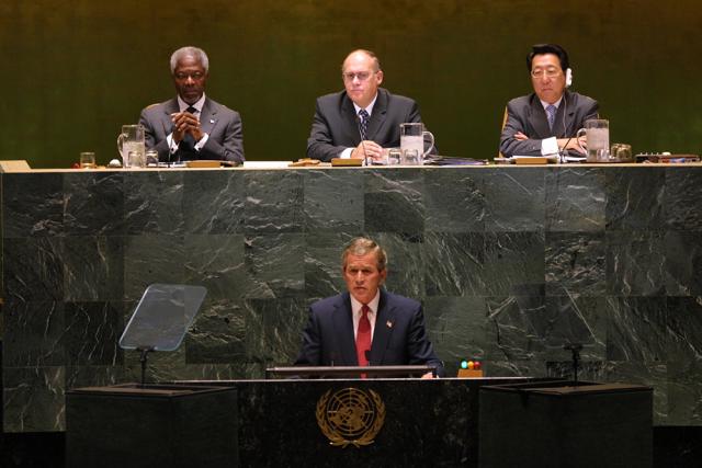 President George W. Bush Addresses the United Nations General Assembly.