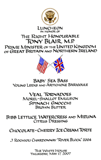 Luncheon for Prime Minister Tony Blair of the United Kingdom, May 17, 2007.