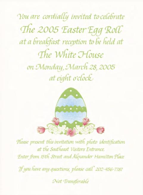 Invitation to the 2005 Easter Egg Roll
