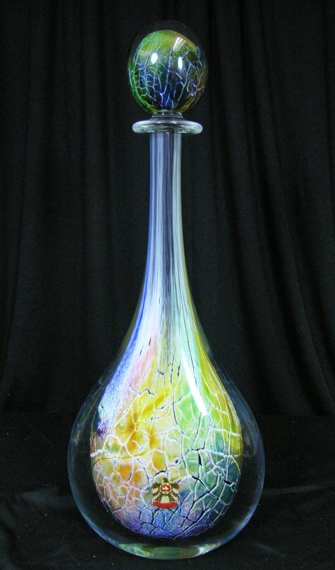 Multi colored glass vase. Gift from the United Arab Emirates