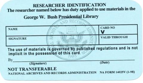 Researcher Identification Card.
