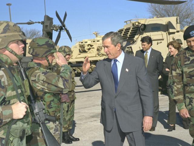 President George W. Bush Greets Troops and Tours Military Equipment at Fort Hood, Texas