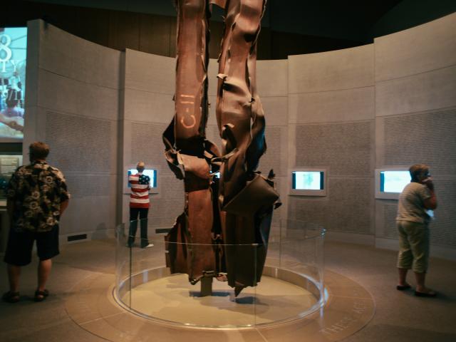 Steel from the World Trade Center on display at the George W. Bush Presidential Library and Museum.