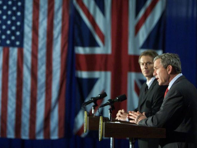 President George W. Bush and Prime Minister Tony Blair of Great Britain Participate in Joint News Conference on May 2, 2002
