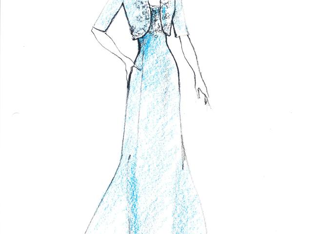 Two sketches by Oscar de la Renta featuring gowns designed for First Lady Laura Bush to wear during the State Dinner for Her Majesty Queen Elizabeth II, May 7, 2007. (Page 1 of 2)