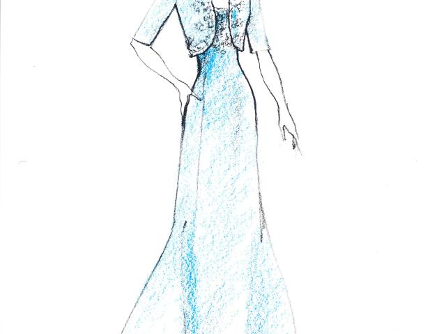 Two sketches by Oscar de la Renta featuring gowns designed for First Lady Laura Bush to wear during the State Dinner for Her Majesty Queen Elizabeth II, May 7, 2007. (Page 1 of 2)