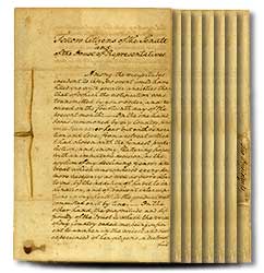 President George Washington's First Inaugural Address, April 30, 1789, Records of the United States Senate.