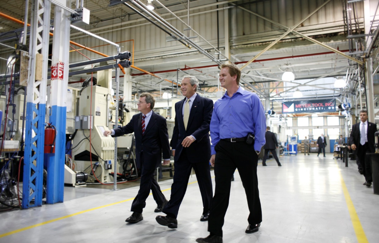 President Bush Tours Meyer Tool Inc, in Cincinnati, Ohio