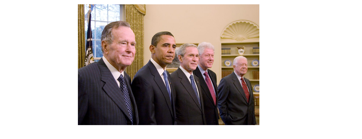 President George W. Bush Meets with Former Presidents George H. W. Bush, Bill Clinton and Jimmy Carter and President-Elect Barack Obama in the Oval Office on January 7, 2009.