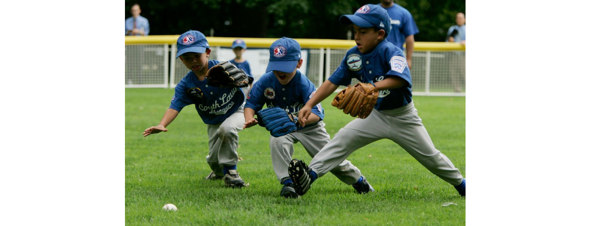 Three Little League Players Dive for the Ball on the South Lawn During the Opening Game of the 2006 Tee Ball Season