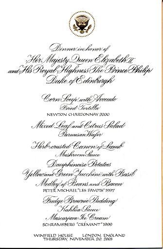 Dinner for Queen Elizabeth II and Prince Philip, November 20, 2003.