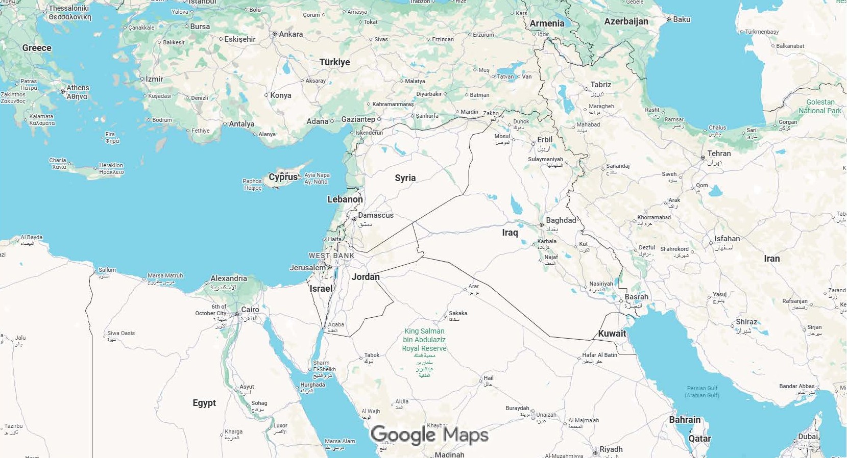 Middle East Google Map