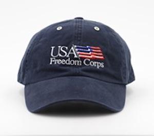 Navy cotton baseball cap, embroidered "USA Freedom Corps." (DO.377635)