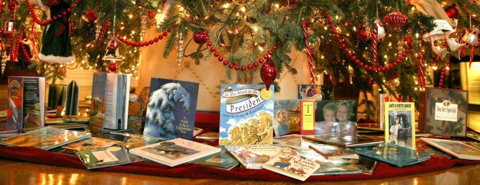 Books underneath Christmas Tree