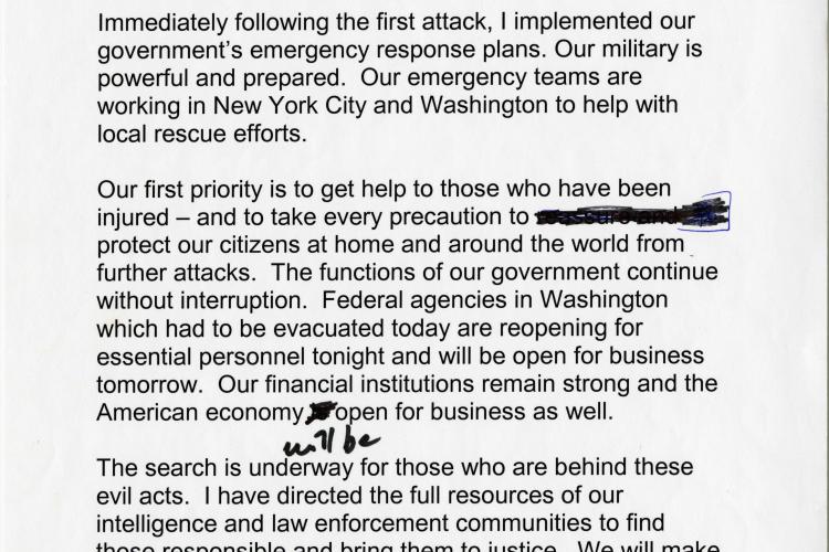 Statement from the Oval Office, September 11, 2001.