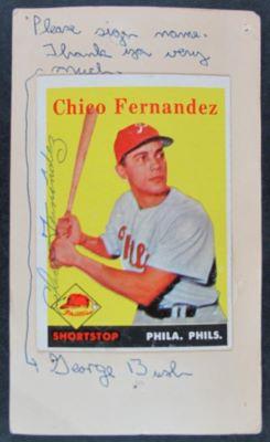 Autographed baseball card depicting Chico Fernandez, shortstop, Philadelphia Phillies CS1259387