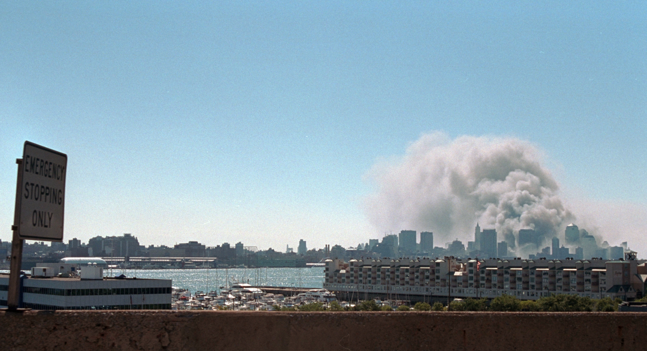 Smoke rising above New York City