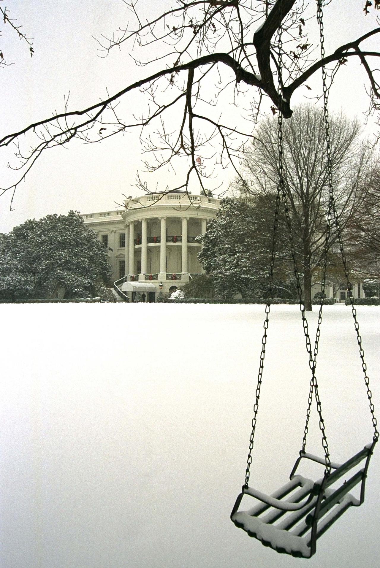 White House Snow Covered Grounds