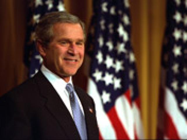 President George W. Bush is introduced during the American Enterprise Institute Annual Dinner, February 26, 2003, at the Washington Hilton Hotel in Washington, D.C. (P27178-05)