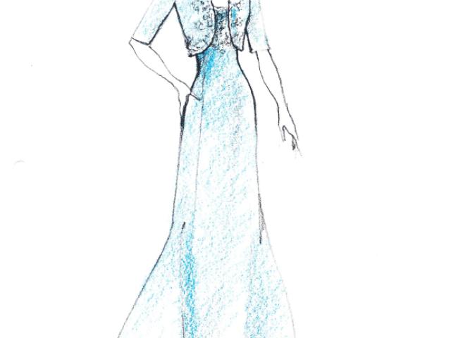 Two sketches by Oscar de la Renta designed for First Lady Laura Bush.