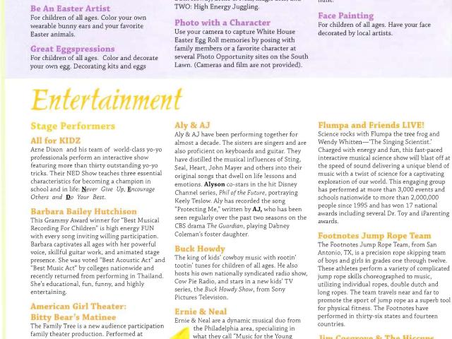 Program from the 2006 White House Easter Egg Roll. This annual event was first held at the White House in 1878 during the Presidency of Rutherford B. Hayes.