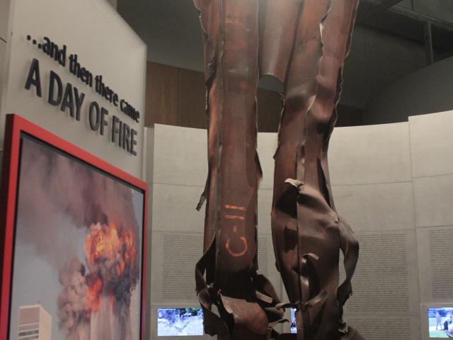 A steel beam from the twin towers, on display at the George W. Bush Library and Museum