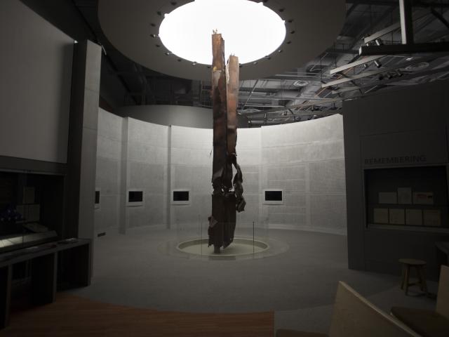 The steel beam from the twin towers, part of the 9/11 exhibit at the George W. Bush Library and Museum