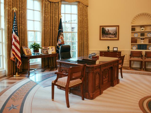 A second view of the full-size replica of the President's Oval Office, horizontal (landscape) view