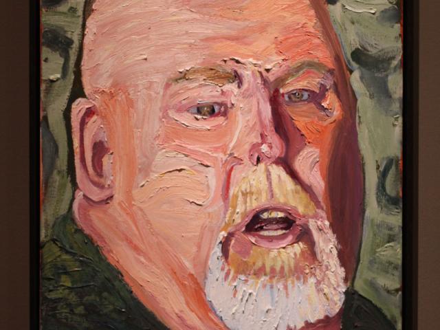 A photo of a portrait of Scott Alan Adams, Sr, from the 2017 Portraits of Courage exhibit at the George W Bush Library and Museum.