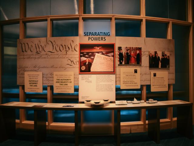 An image of the Separating Powers display at the George W Bush Museum
