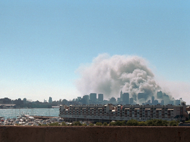 Smoke rising above New York City