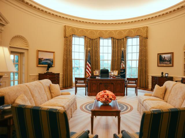 A full size replica of the White House Oval Office is featured in the Museum.
