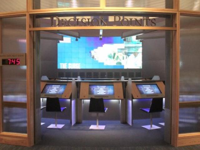 The Decision Points Theater places visitors in presidential shoes to consider various options to the issues President George W. Bush faced during his Administration.