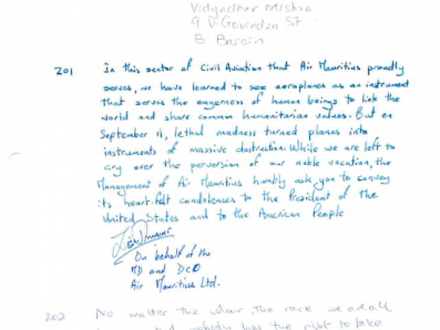 The management of Air Mauritius Limited shares  heart-felt condolences ; “left to cry over the perversion of our noble vocation.”