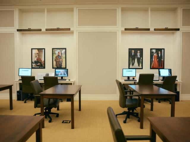 A view of the George W. Bush Presidential Library's Research Room.