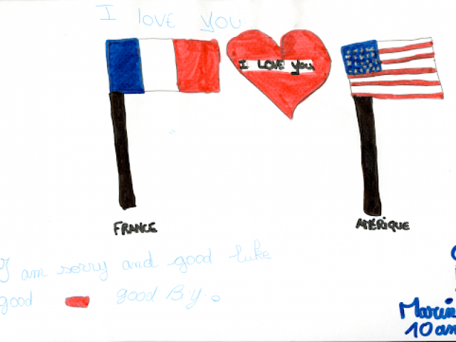 Marina, a ten-year old child in France, shares her love with the United States.