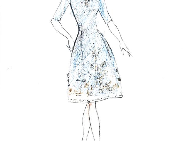 Two sketches by Oscar de la Renta featuring gowns designed for First Lady Laura Bush to wear during the State Dinner for Her Majesty Queen Elizabeth II, May 7, 2007. (Page 2 of 2)