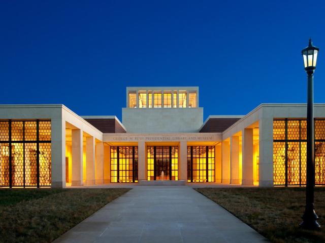 Building facade at night