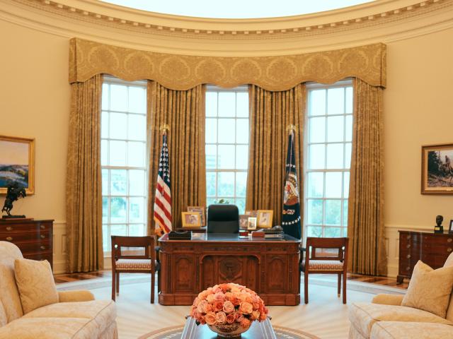 A full size replica of the White House Oval Office is featured in the Museum.