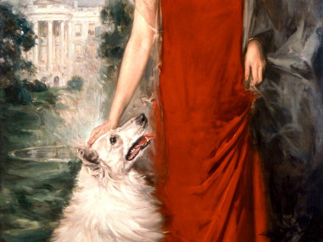 Christy, Howard Chanler.  Grace Coolidge with White Collie Rob Roy, 1924. 1924, White House Historical Association (White House Collection), Washington, DC. 