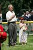 President George W. Bush is joined for the singing of the national anthem by Meredith Cripe.