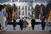 President George W. Bush and Mrs. Laura Bush and Vice President Dick Cheney and Mrs. Lynne Cheney appear on stage at the A Celebration of Freedom Inaugural Concert on the Ellipse in Washington, D.C., January 19, 2005.