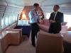 President George W. Bush confers with White House Chief of Staff Andrew Card, September 11, 2001, in the President's bedroom aboard Air Force One. (P7067-32)