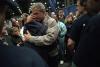 President George W. Bush hugs families of victims of the World Trade Center disaster.